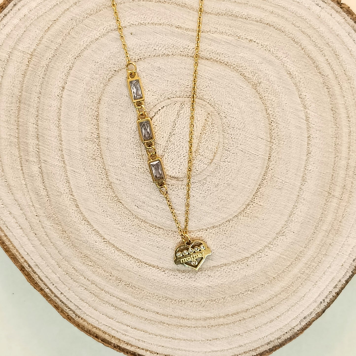 Golden Heart “Mother” Pendant Necklace