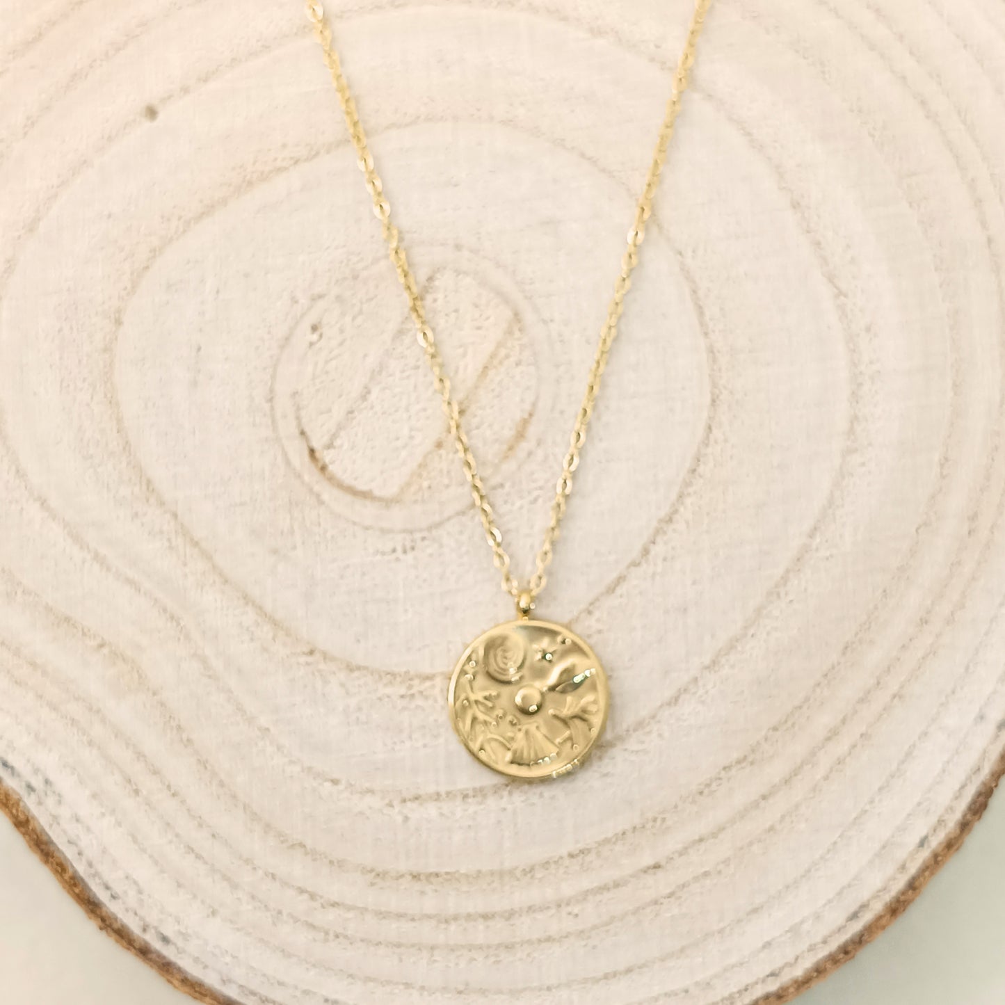 Golden Tree of Life Round Pendant Necklace