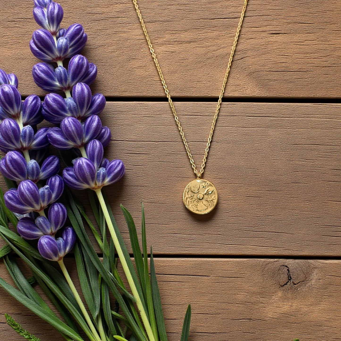 Golden Tree of Life Round Pendant Necklace
