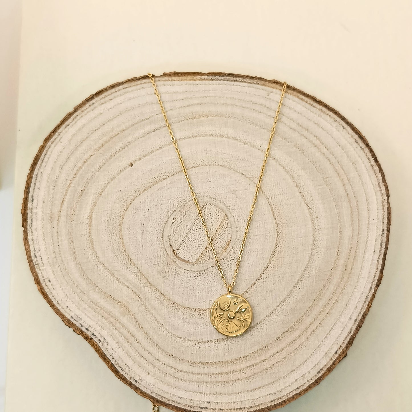 Golden Tree of Life Round Pendant Necklace