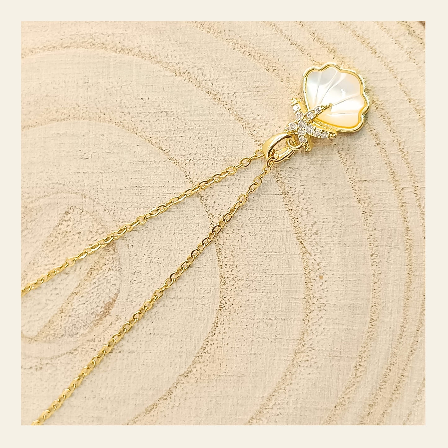 Golden Shell Pendant Necklace with Starfish Charm