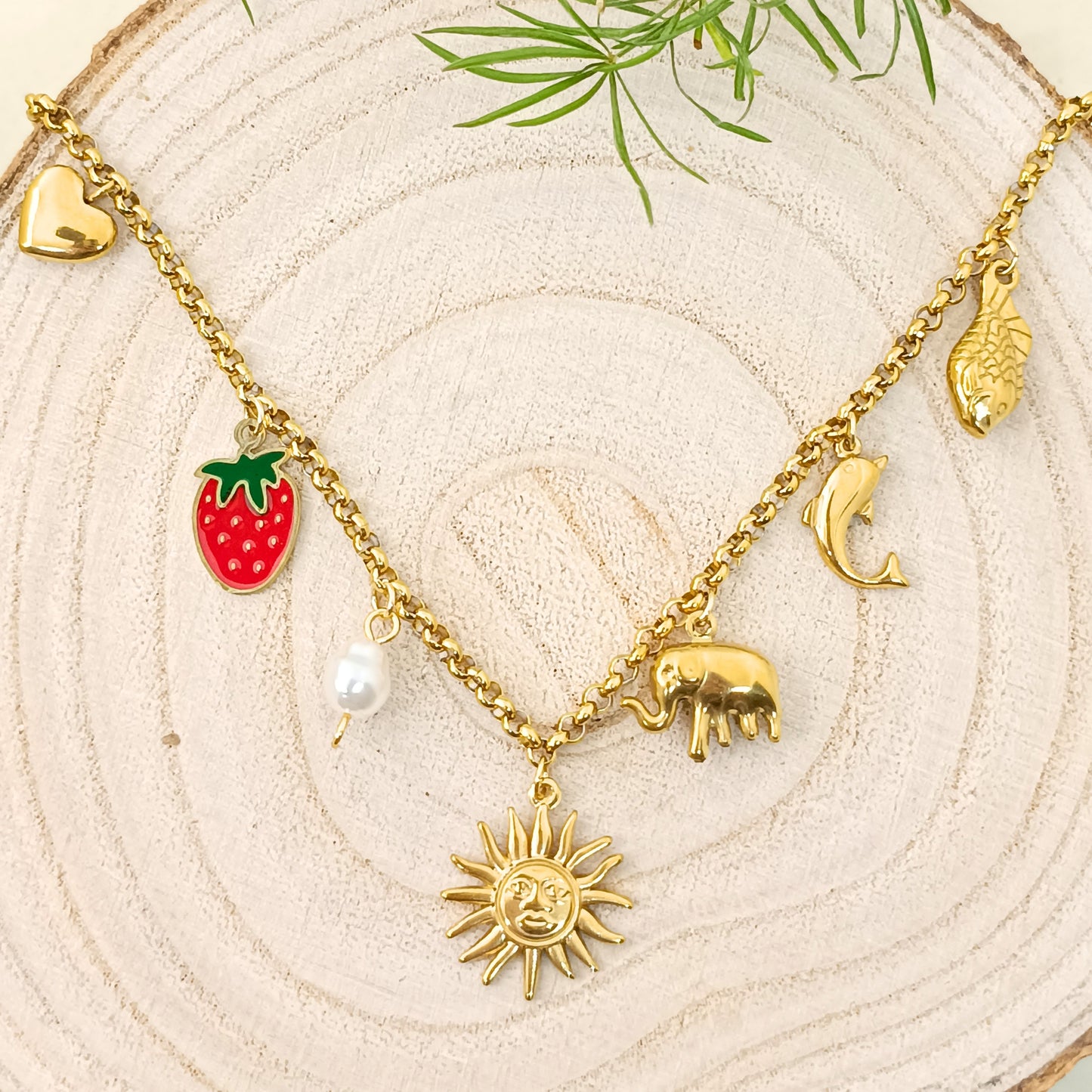 Golden Charm Pendant Necklace – Multi-Design Motifs