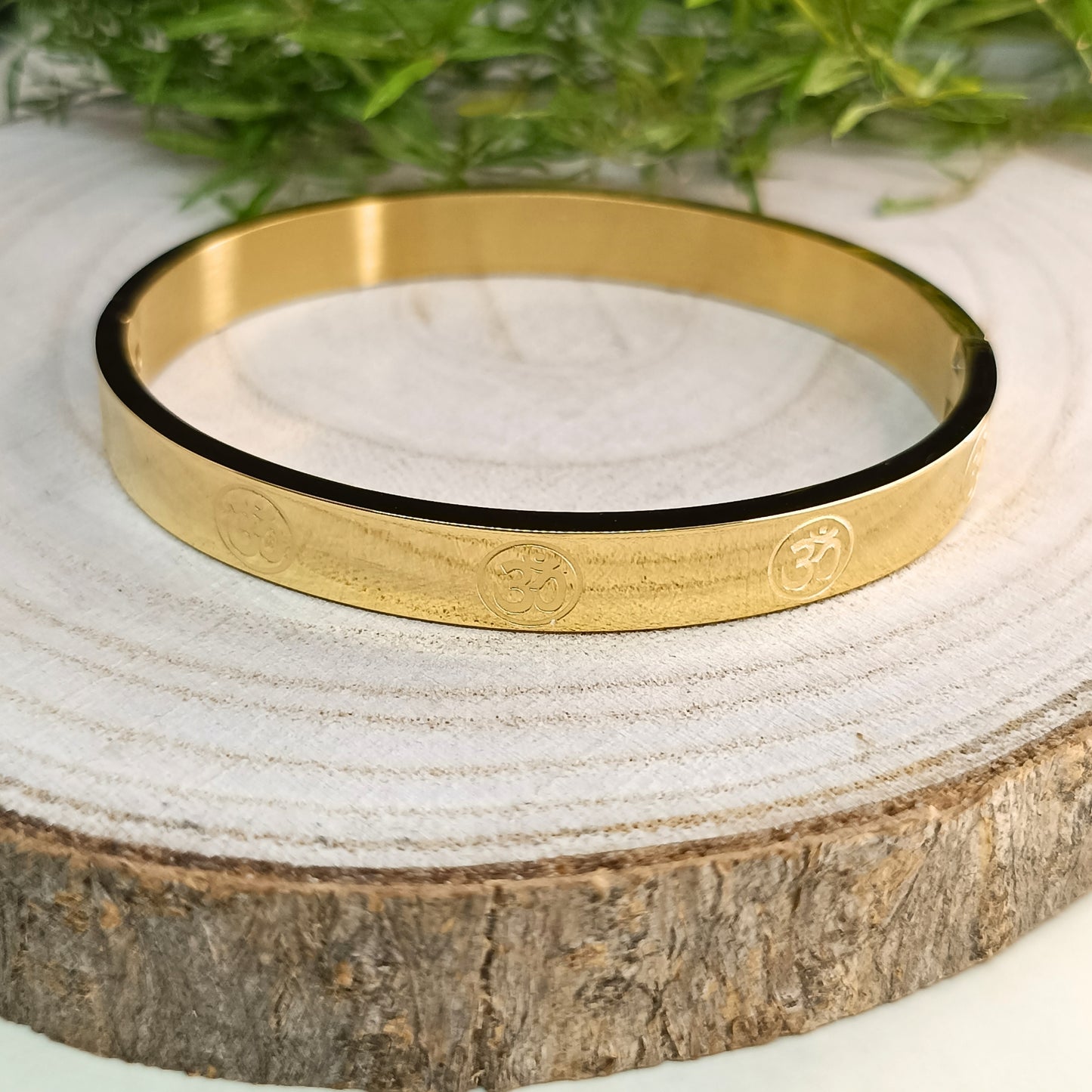 Golden Om Engraved Bangle