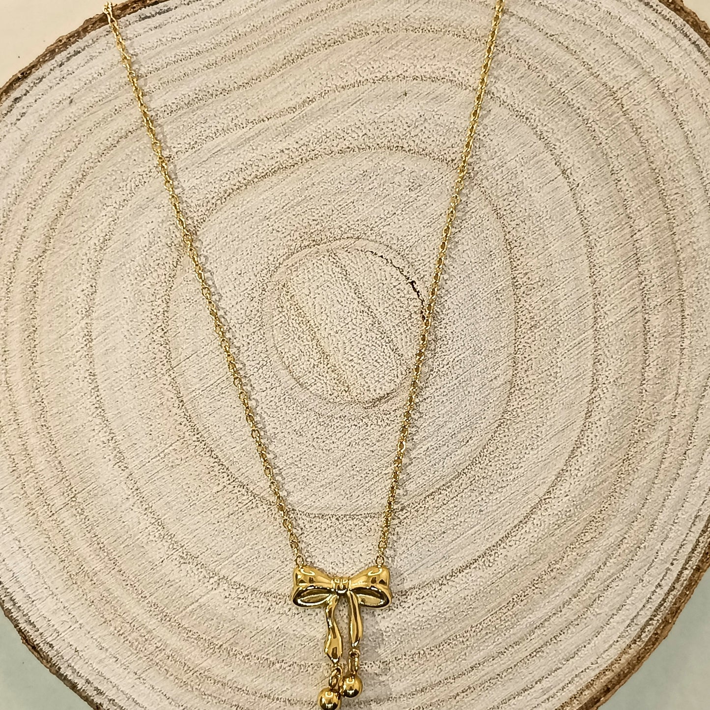 Golden Bow Charm Pendant Necklace