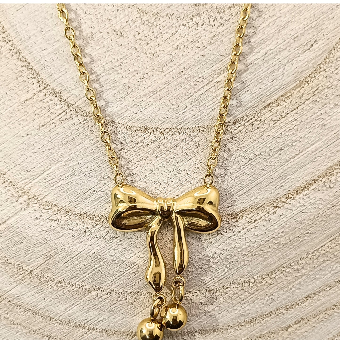 Golden Bow Charm Pendant Necklace