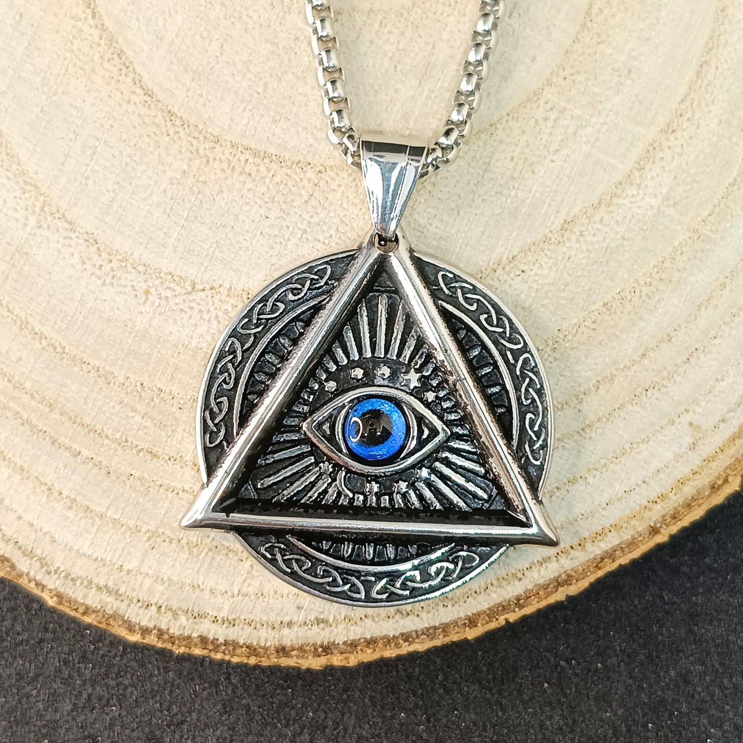 Men’s Eye of Providence Pendant Necklace — Stainless Steel