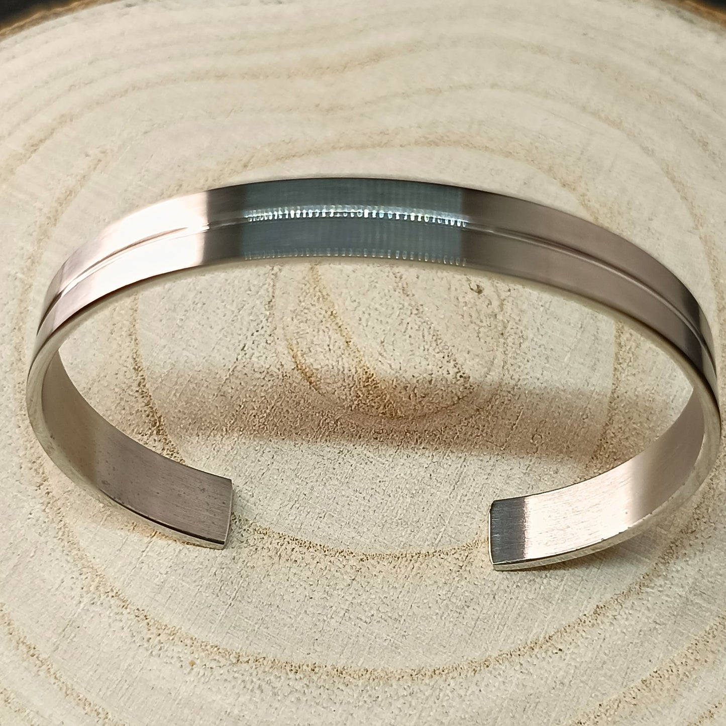 Men’s Minimalist Silver Cuff Bracelet — Stainless Steel