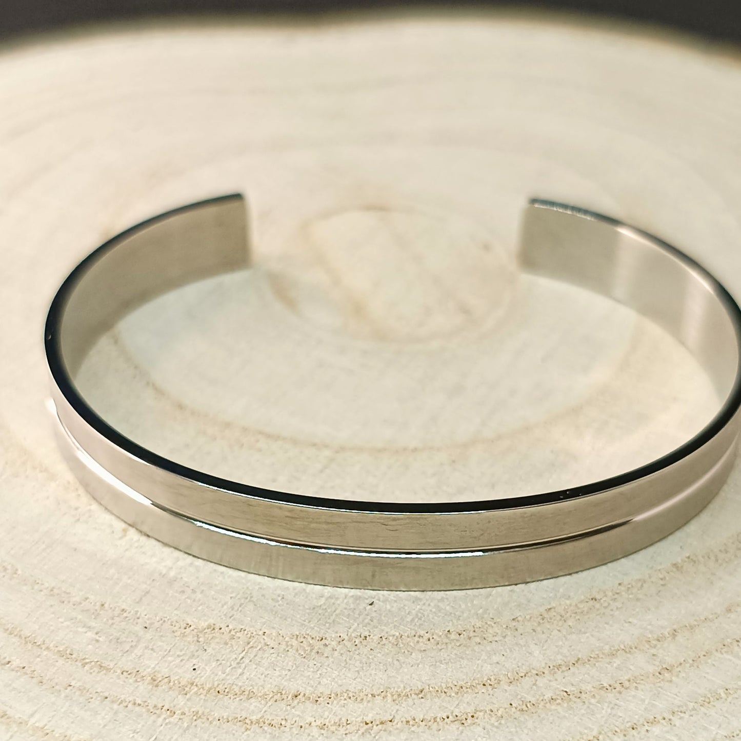 Men’s Minimalist Silver Cuff Bracelet — Stainless Steel