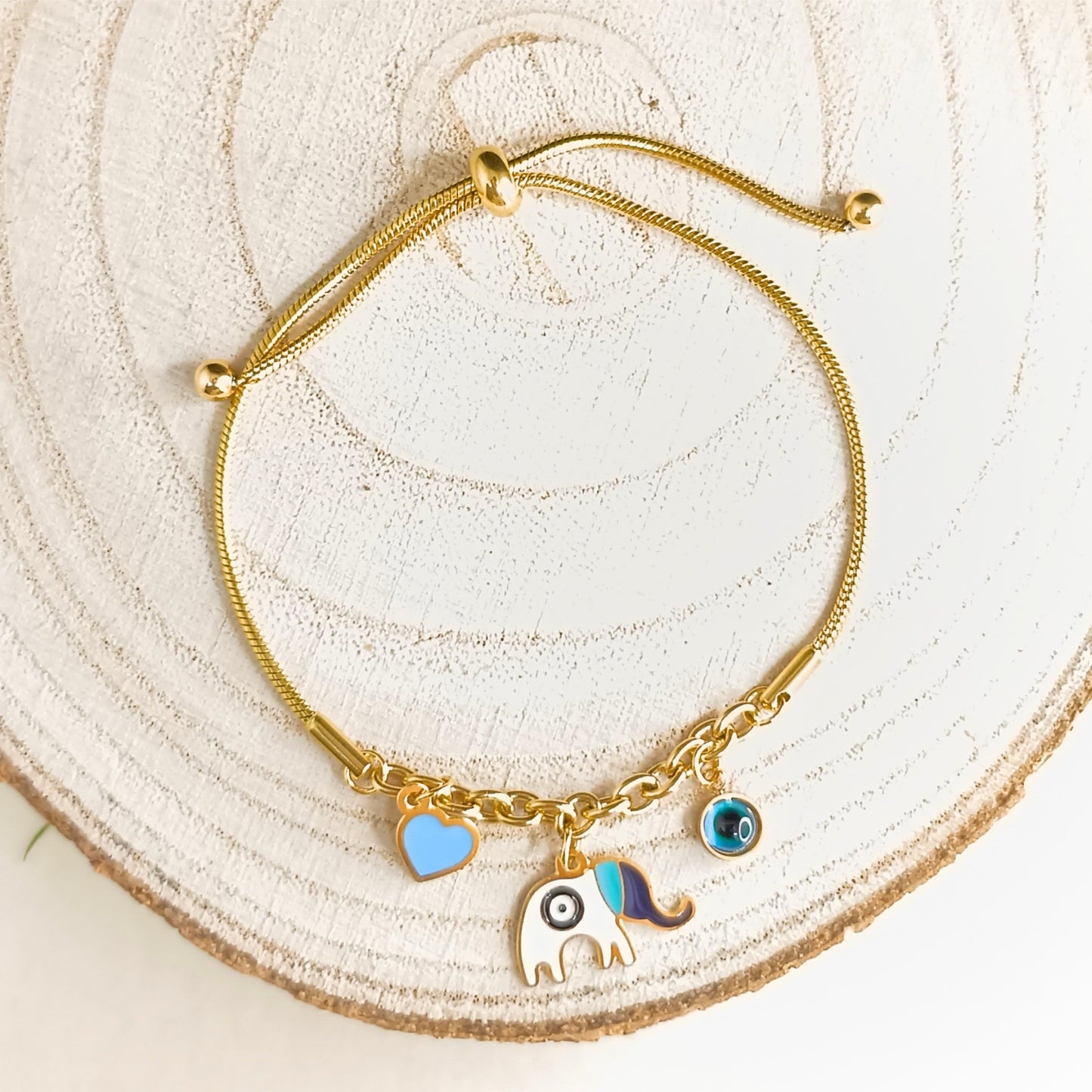Evil Eye & Elephant Charm Bracelet