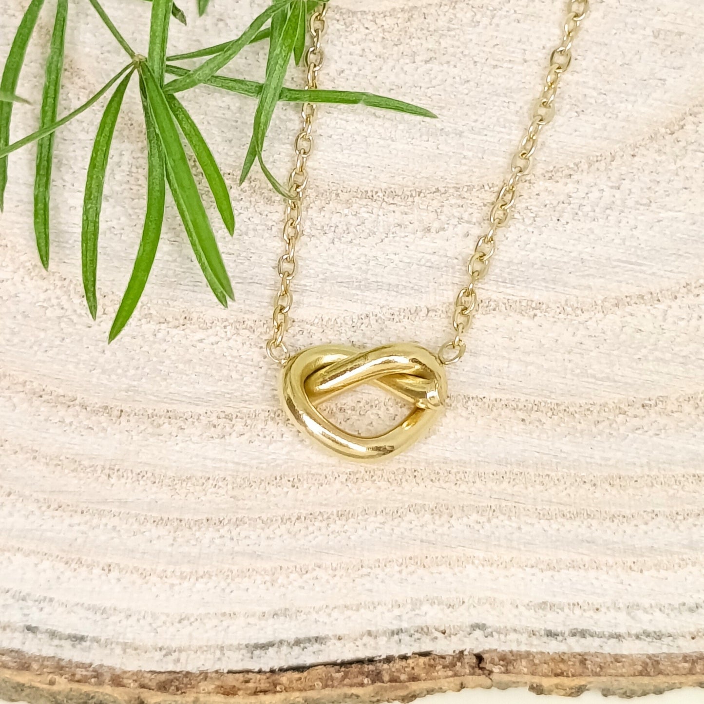 Golden Knot Charm Pendant Necklace