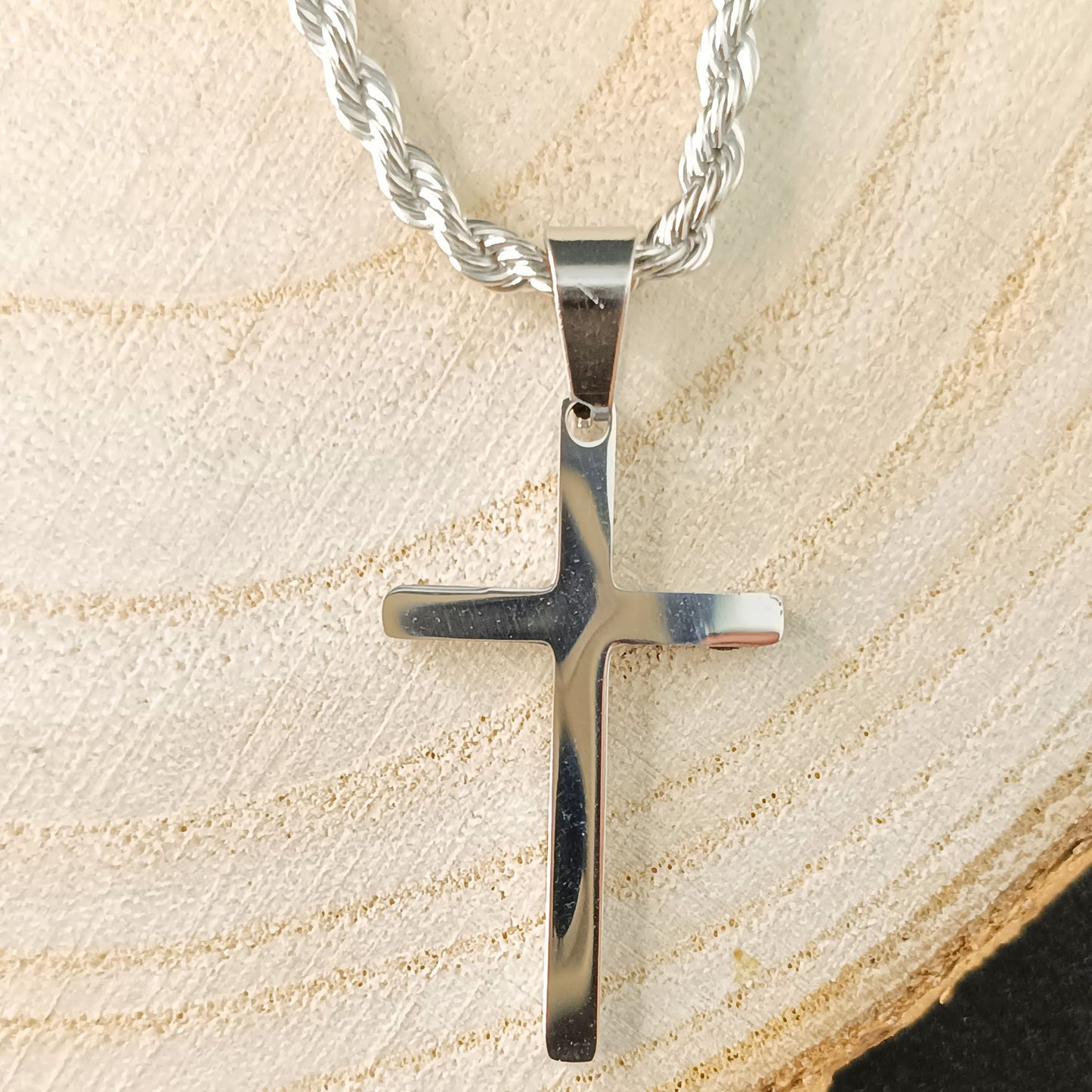 Men’s Classic Cross Pendant Necklace — Stainless Steel