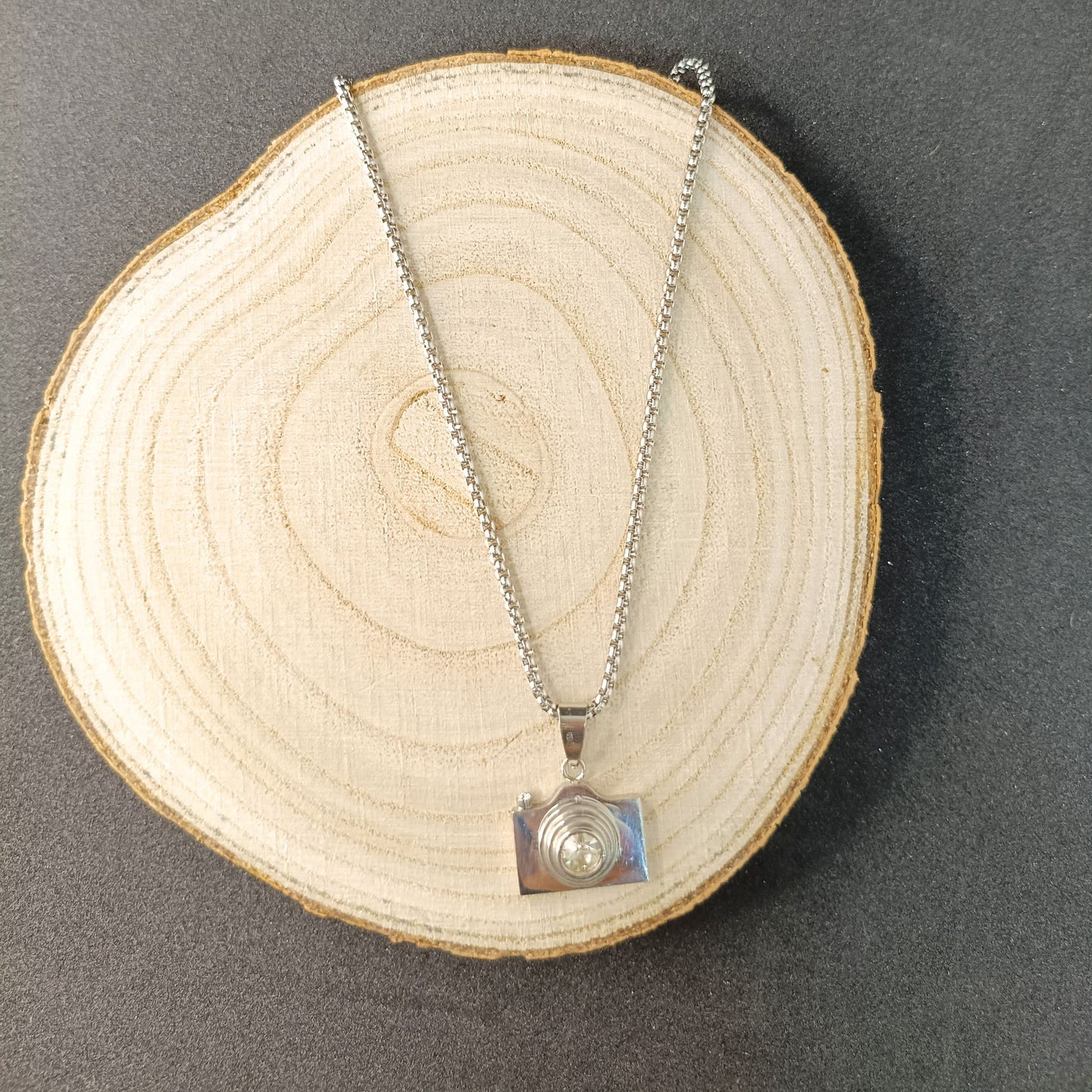 Camera Pendant Necklace — Stainless Steel