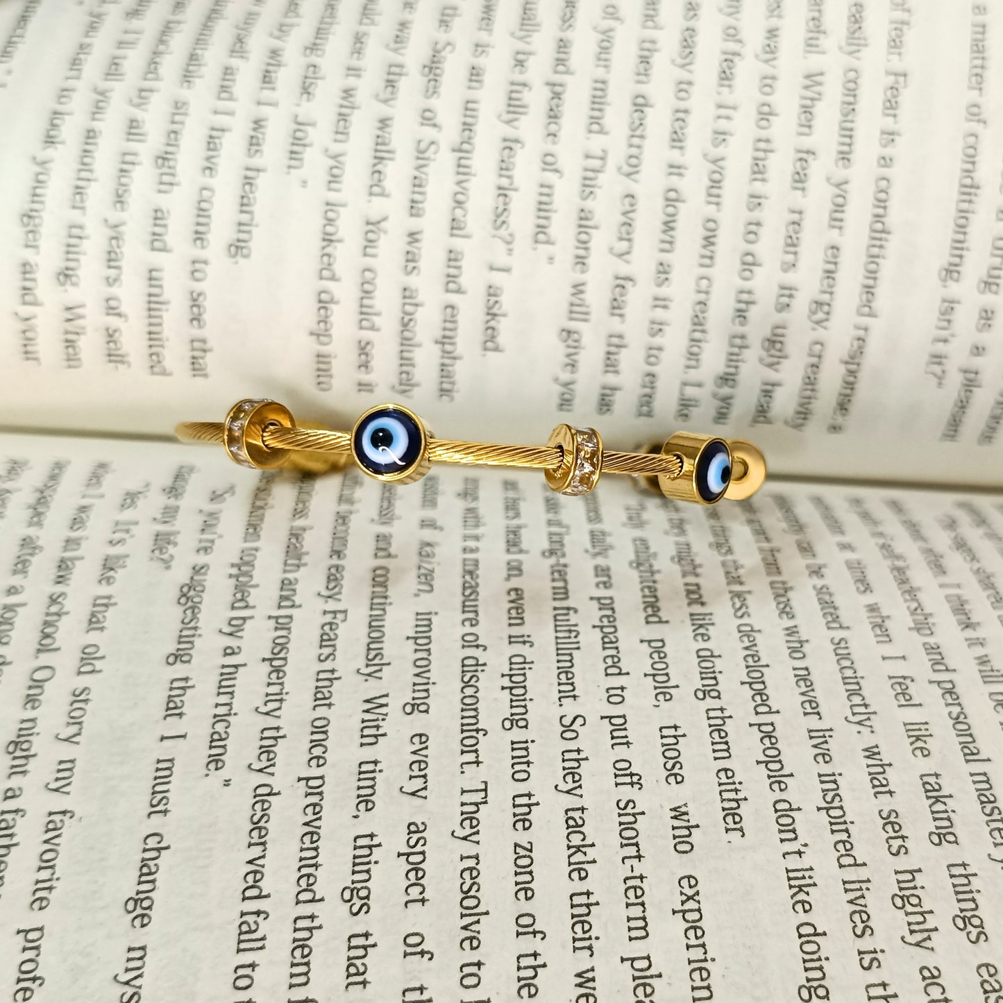Golden Evil Eye Adjustable Cuff Bracelet