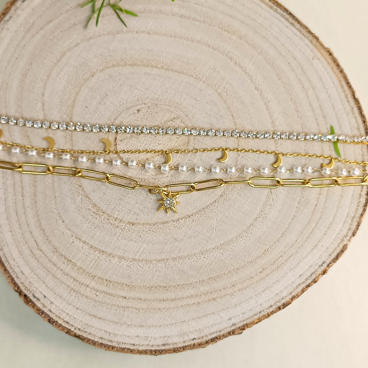 Golden Star & Moon Layered Bracelet Set