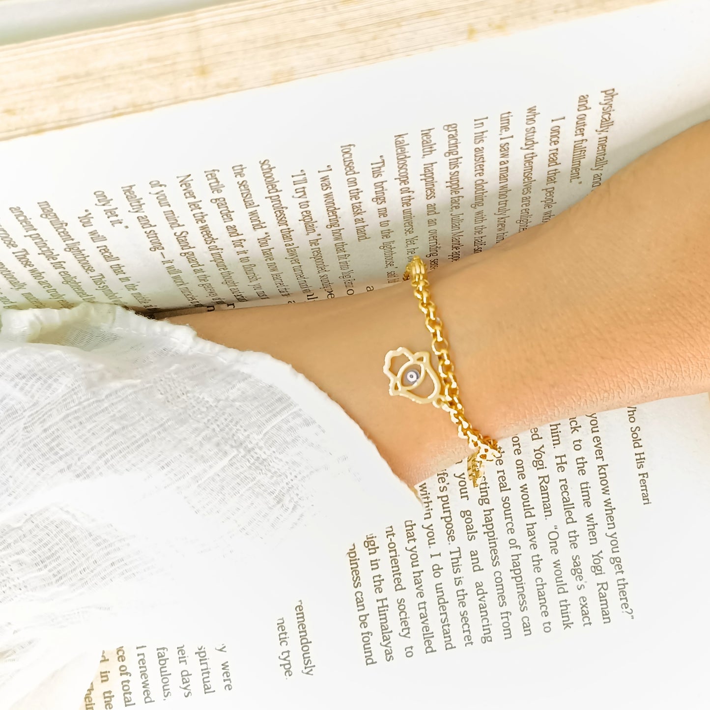 Golden Multicolor Stone Charm Bracelet