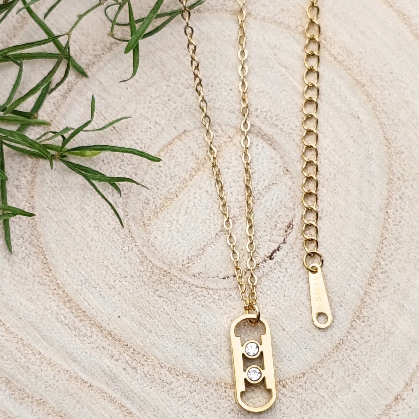 Golden Crystal Soda Tab Pendant Necklace