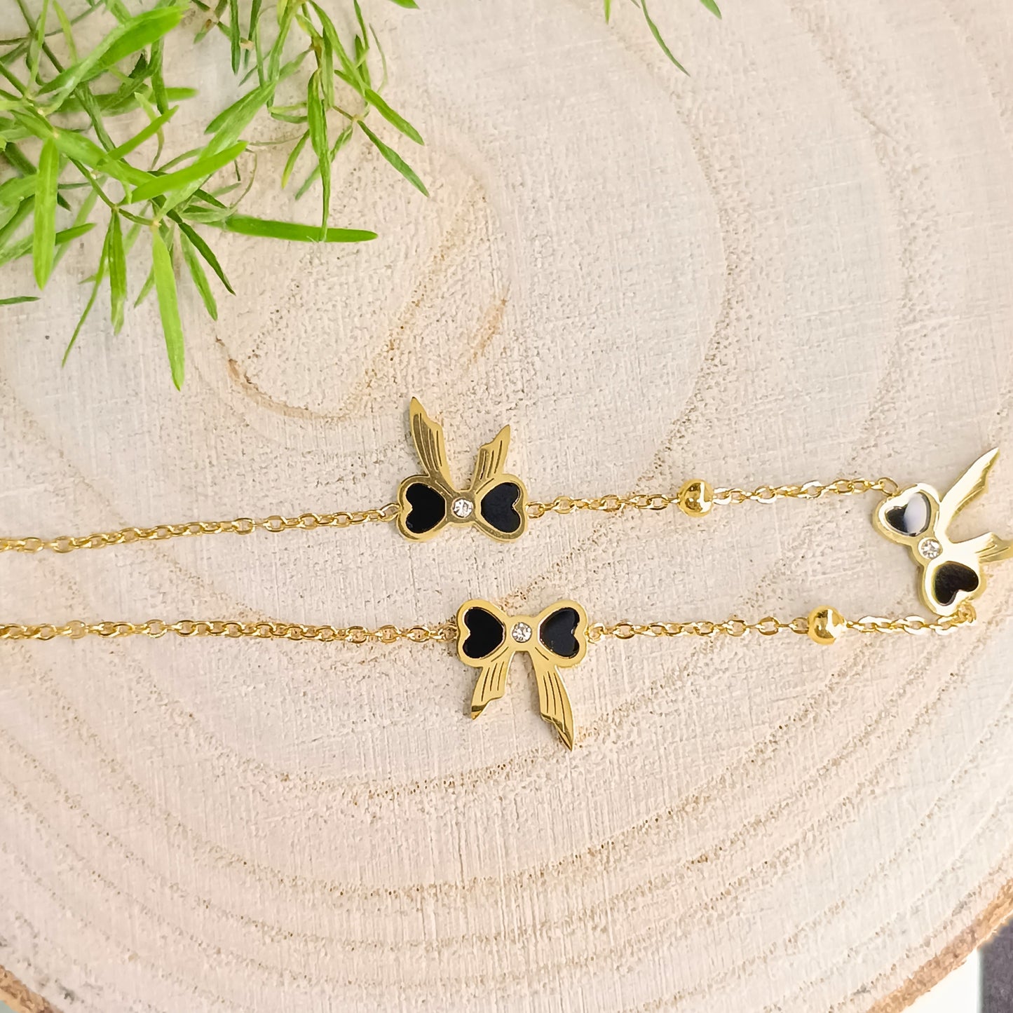 Black Bow Charm Bracelet