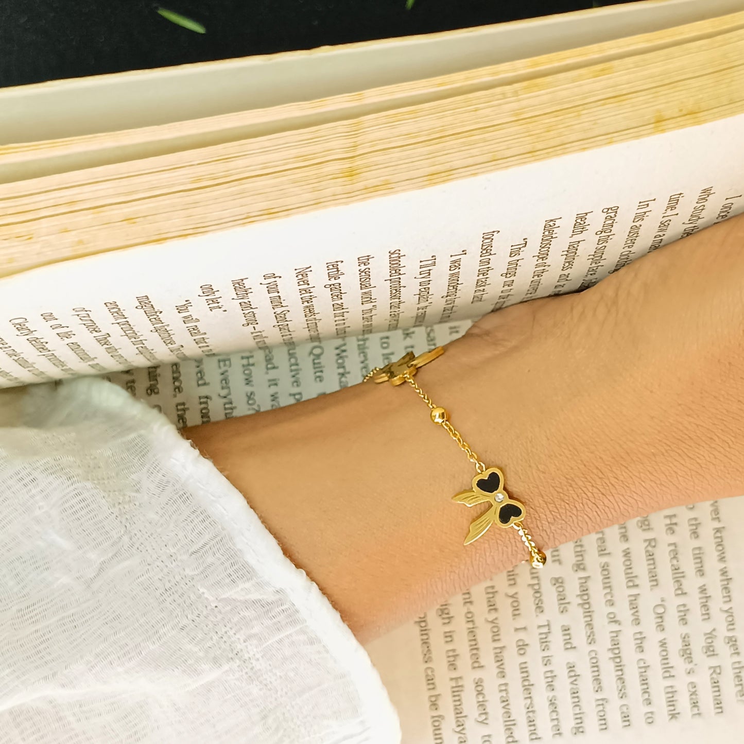Black Bow Charm Bracelet