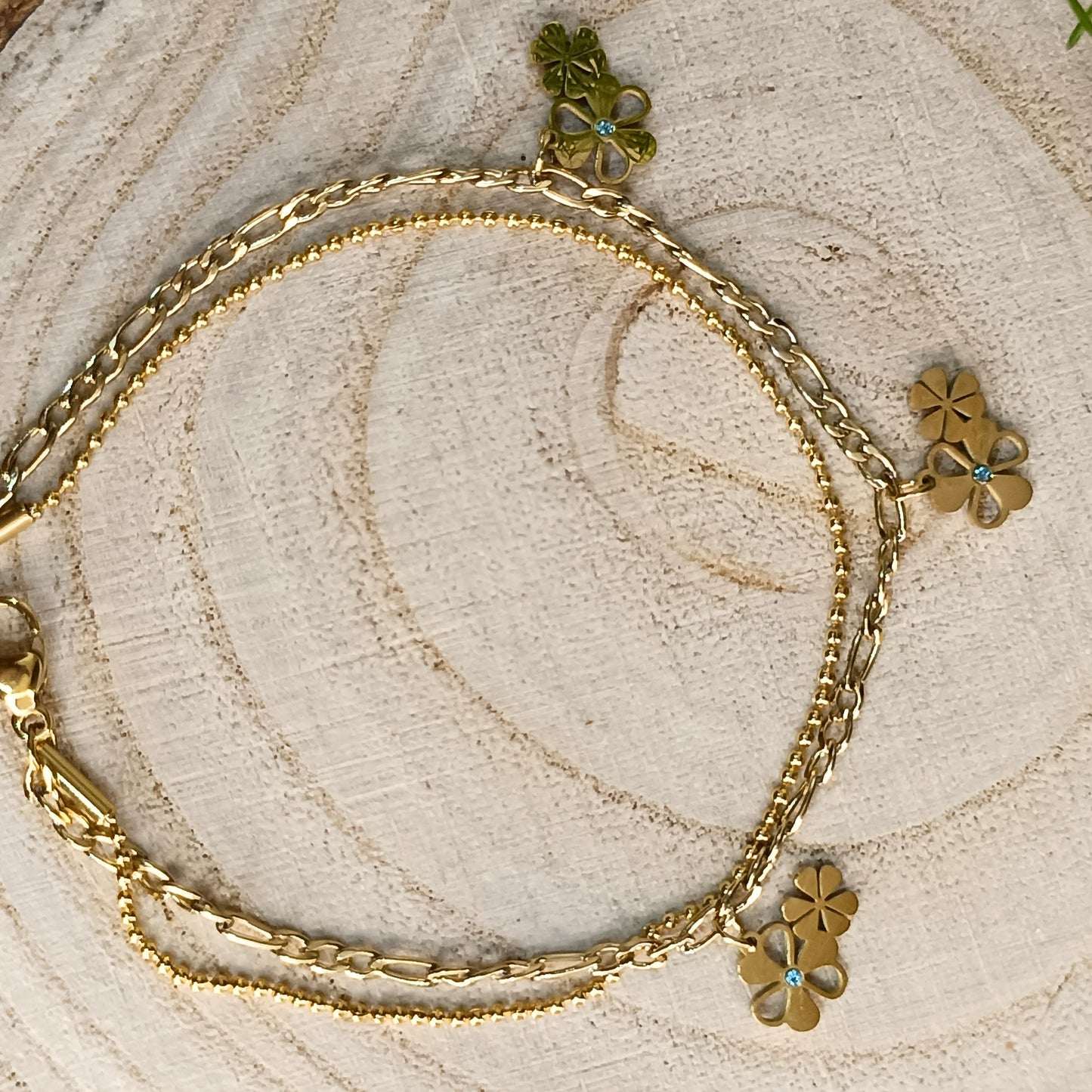 Golden Floral Charm Chain Bracelet