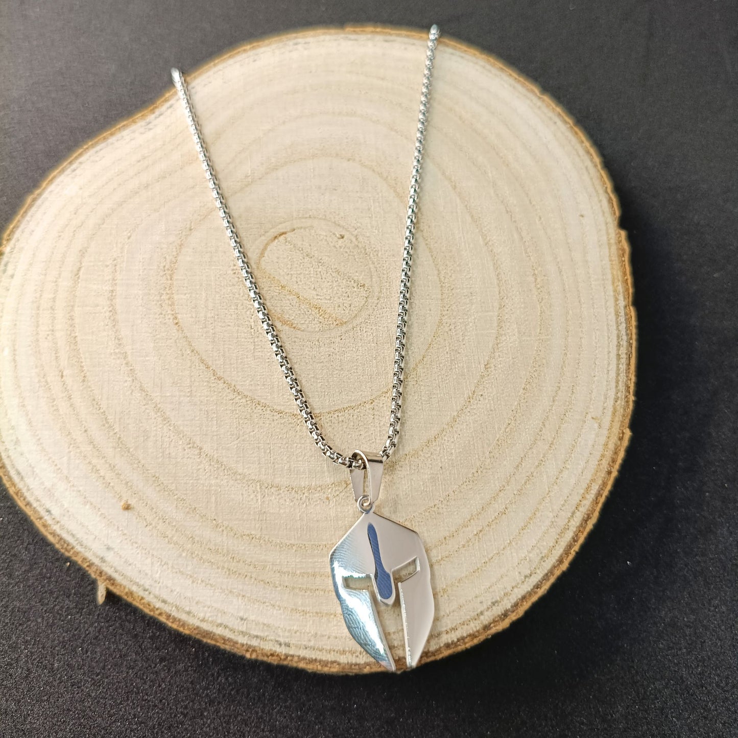 Men’s Spartan Helmet Pendant Necklace — Stainless Steel