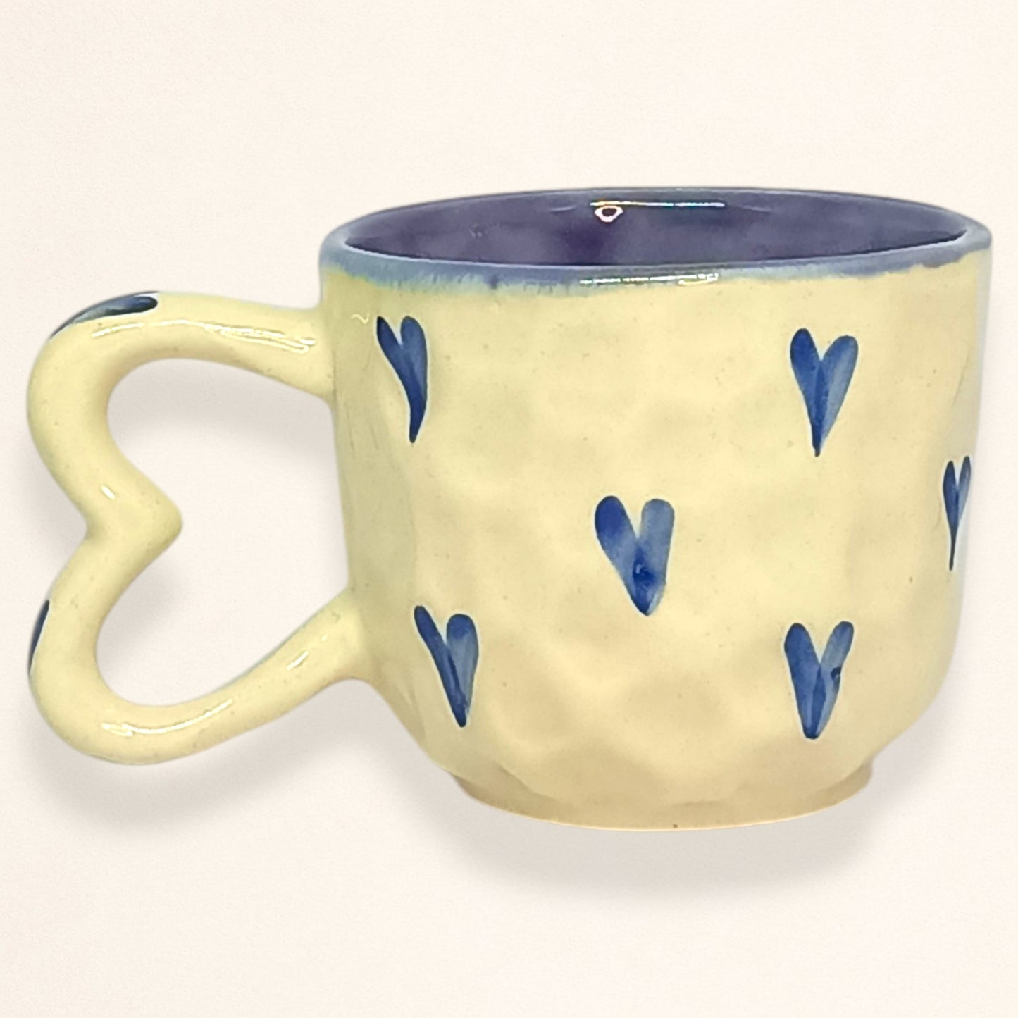 Blue Heart Handle Ceramic Mug