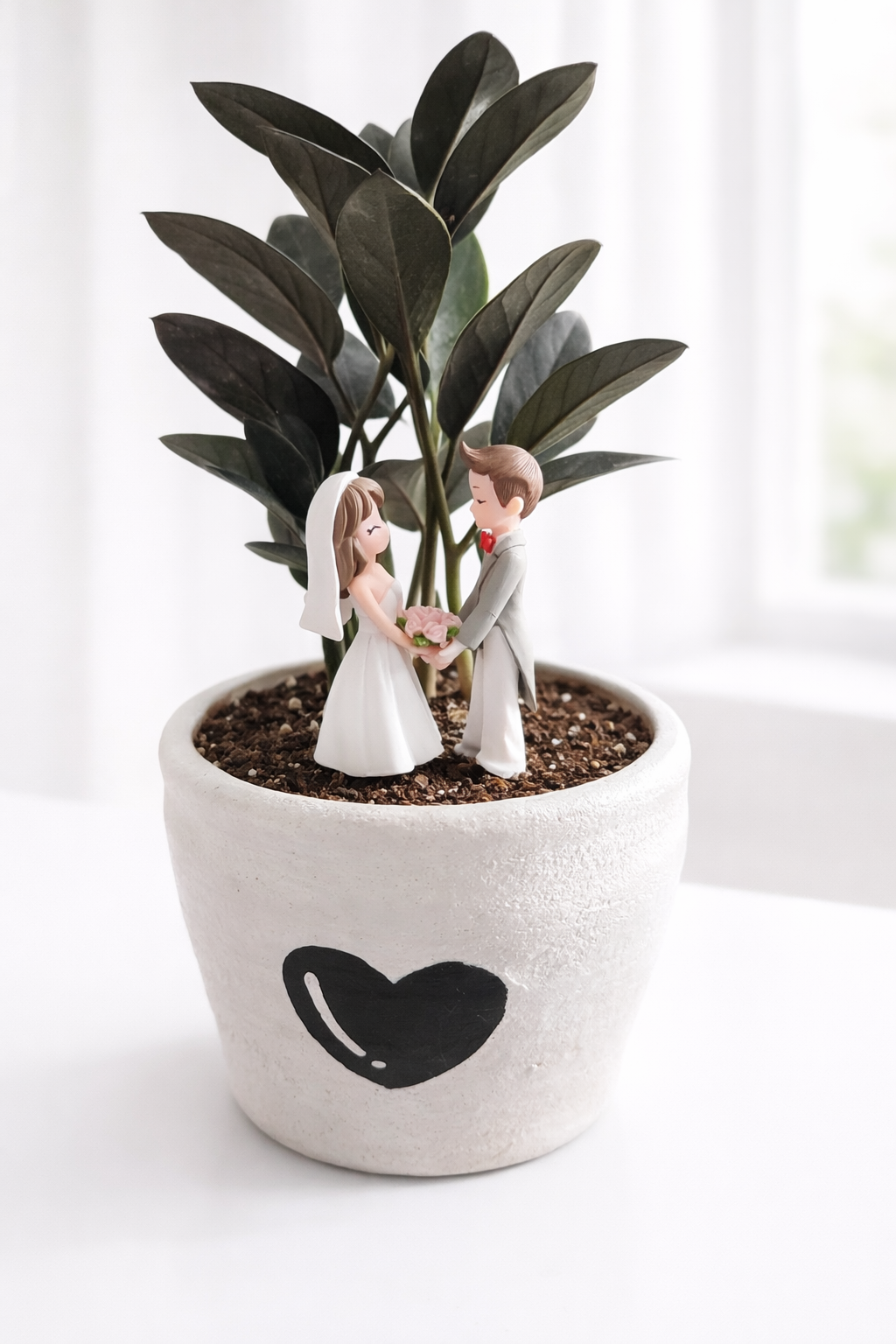 Ivory & Ink | Wedding Vows Heart Planter with ZZ Plant (March Collection)