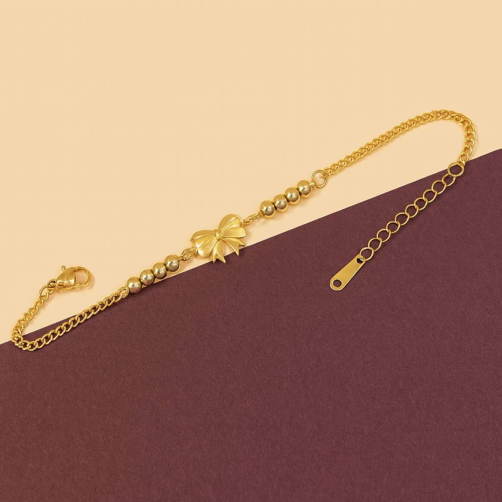 Golden Bow Bead Bracelet