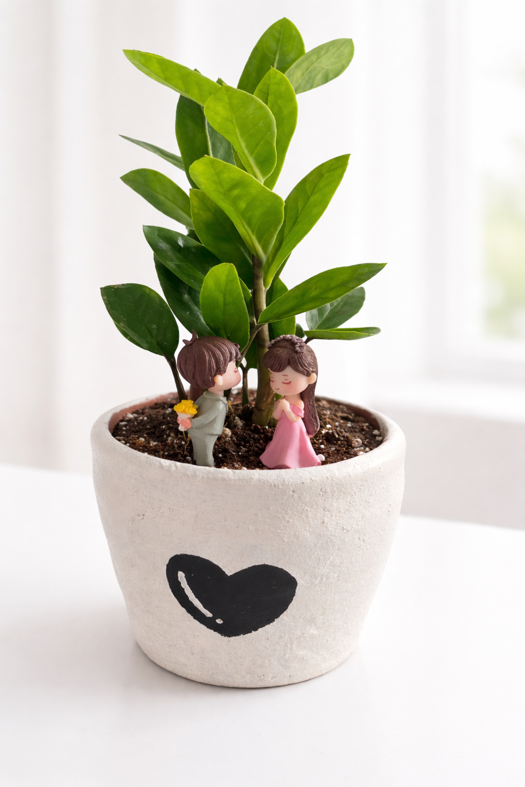 Ivory & Ink March Collection love planter joyful couple planter romantic gift heart planter zz plant zamioculcas couple gift anniversary gift valentine gift handcrafted planter ivory planter indoor plant decor meaningful gifts