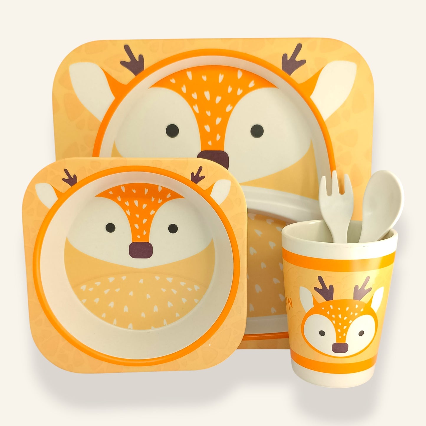 Deer Bamboo Fiber Dinner Set – 5 Piece