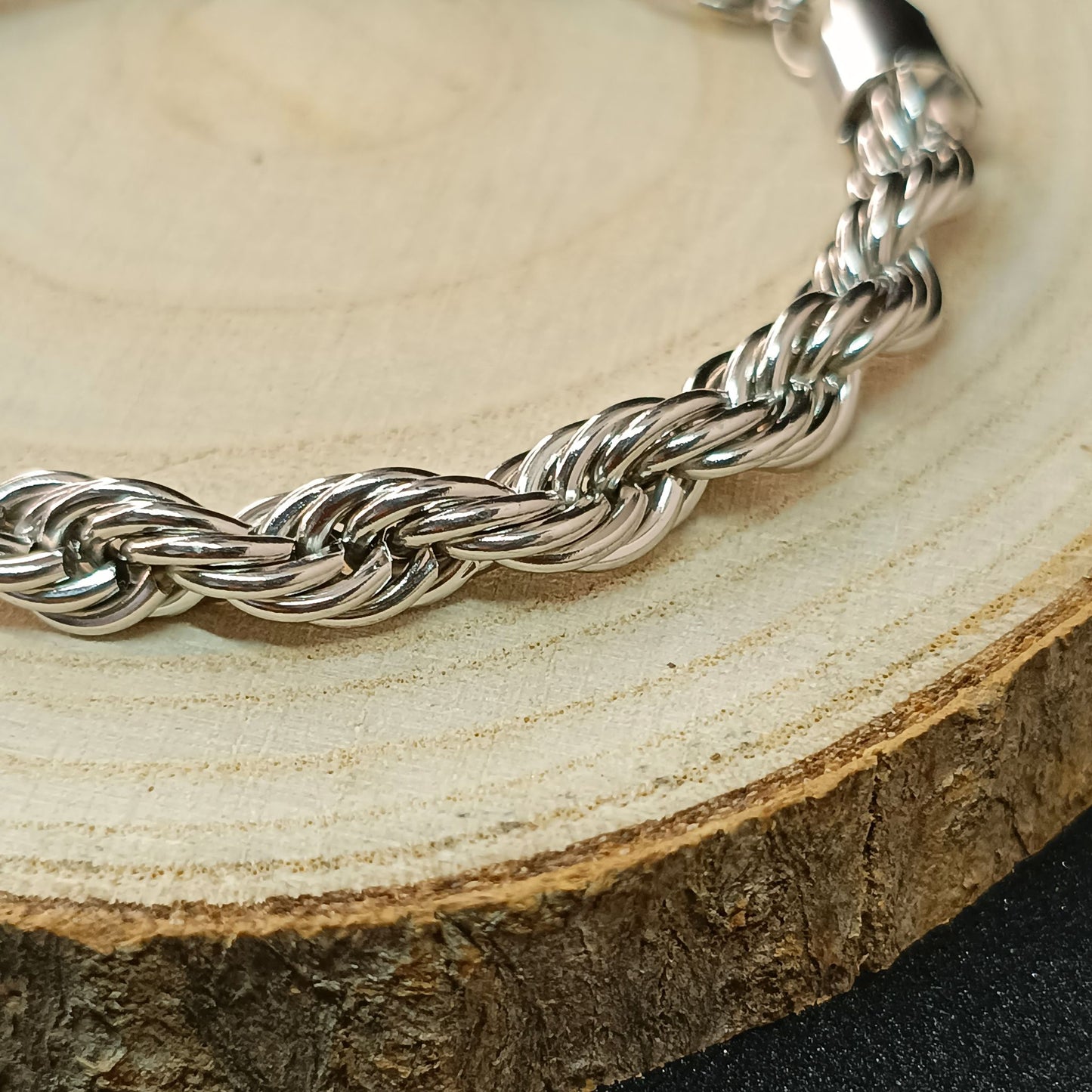 Men’s Chunky Rope Chain Bracelet — Stainless Steel