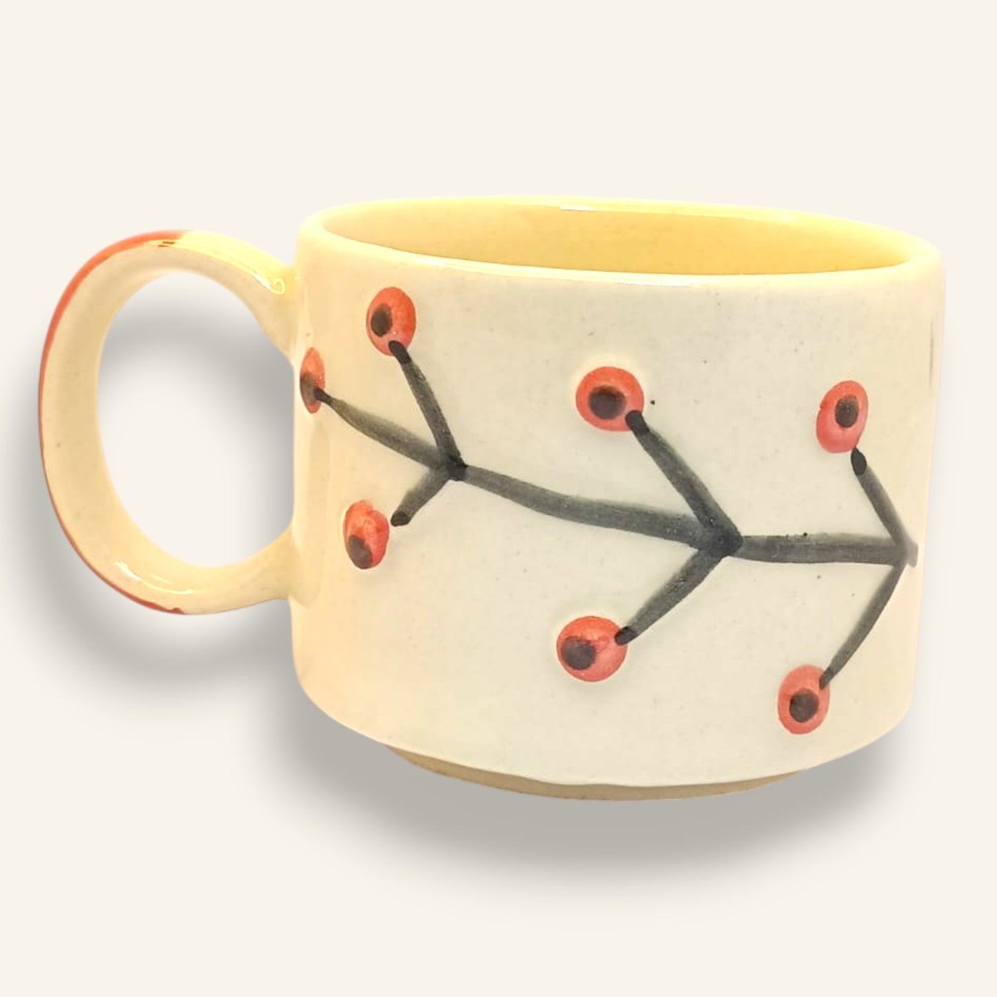 🌿 Berry Branch Mug – Handmade Ceramic