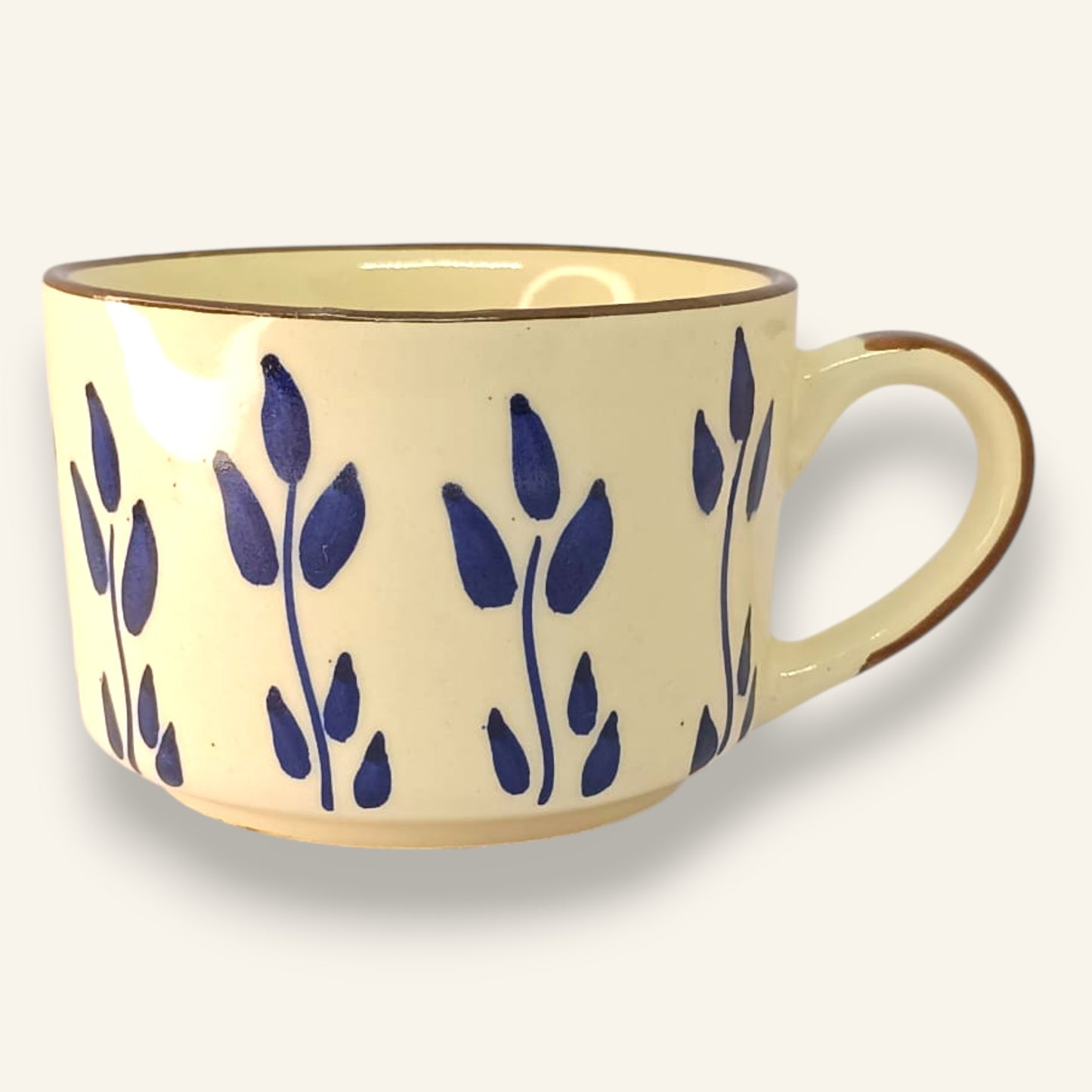 💙 Blue Leaf Mug – Handmade Ceramic