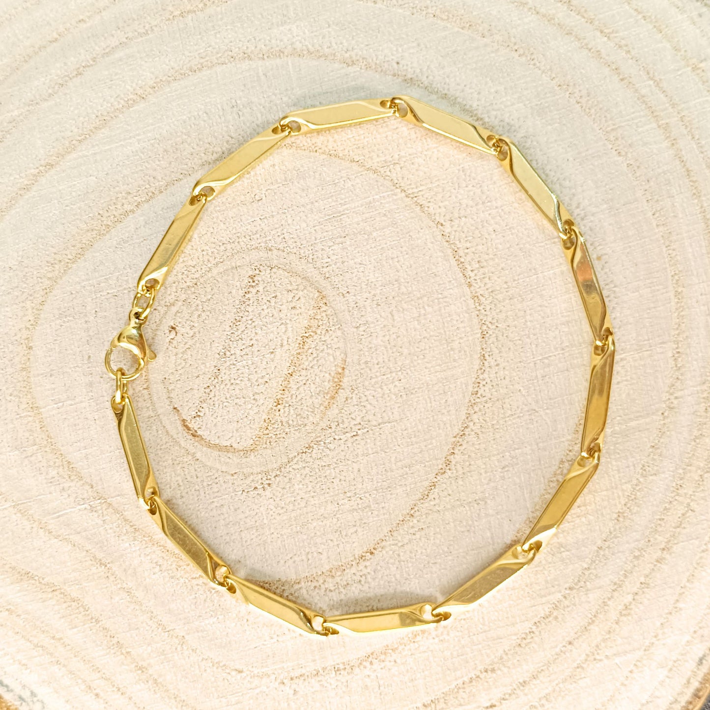 Men’s Gold Geometric Link Bracelet — Stainless Steel