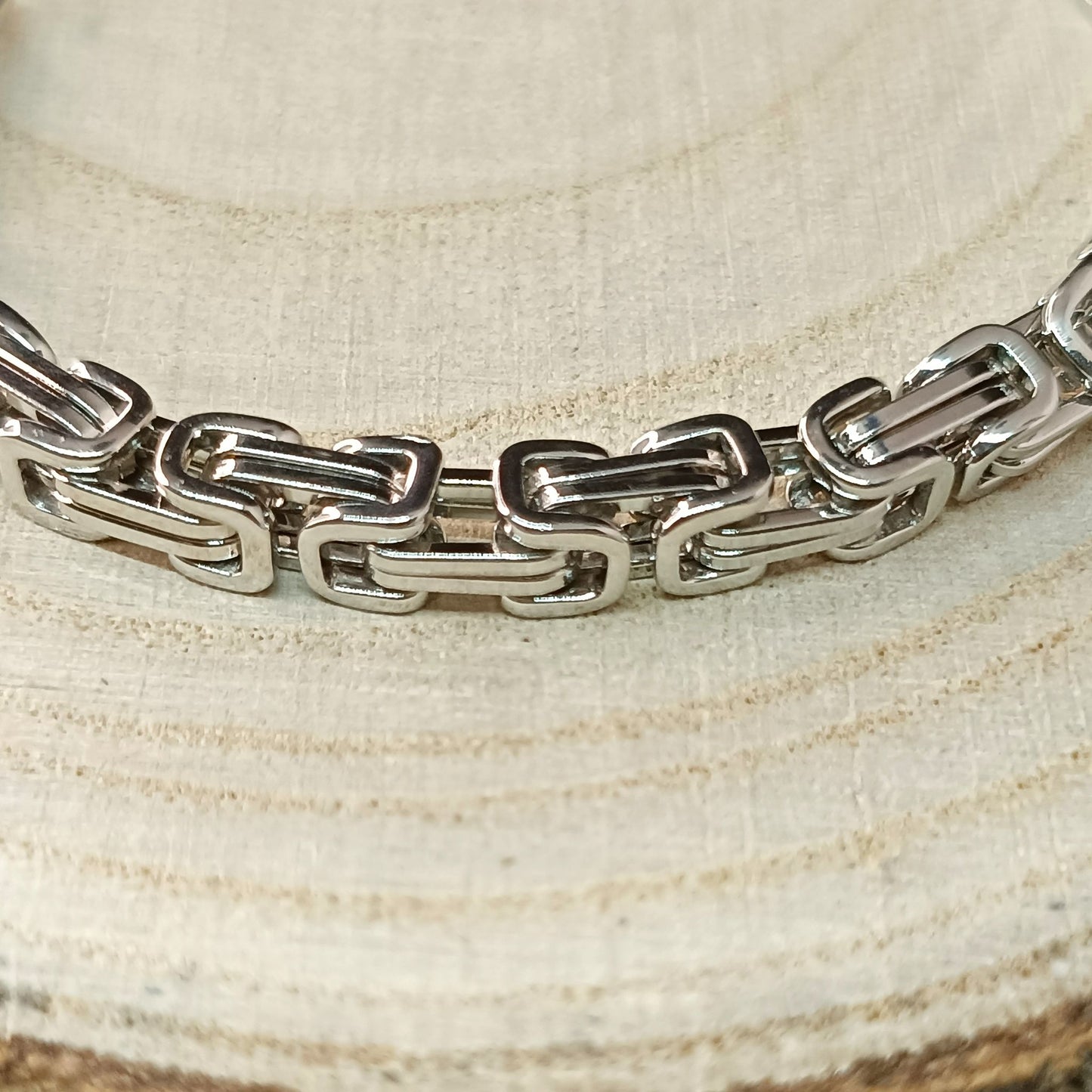 Men’s Silver Cuff & Chain Bracelet Set — Stainless Steel