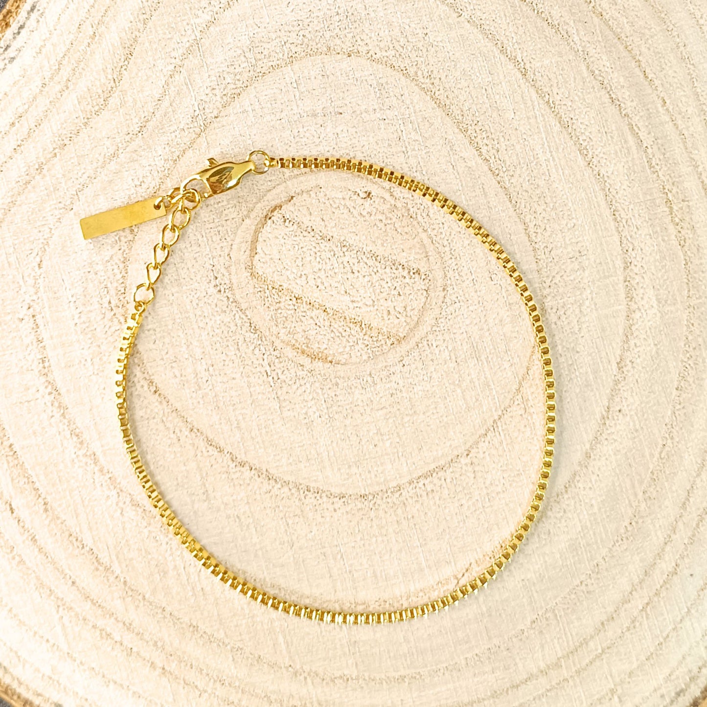 Men's Gold Box Chain Bracelet — Stainless Steel