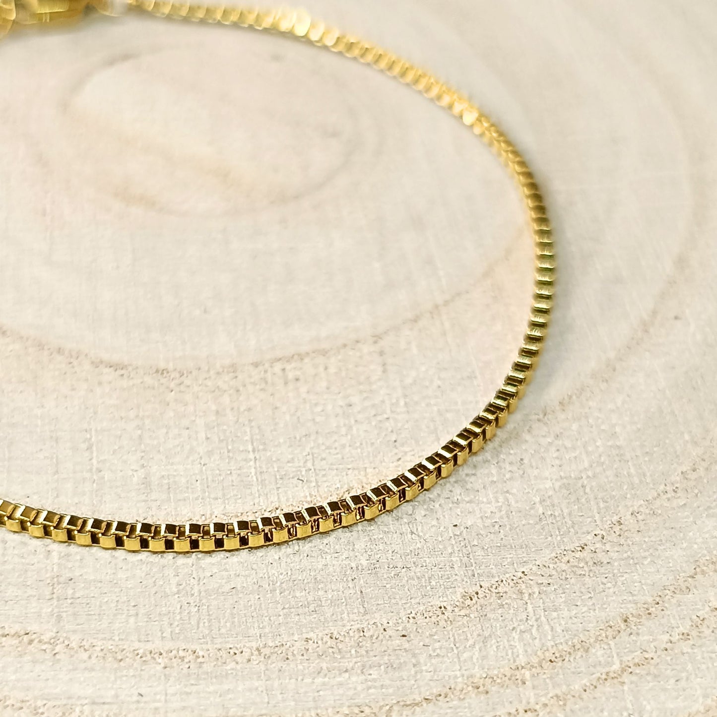 Men's Gold Box Chain Bracelet — Stainless Steel