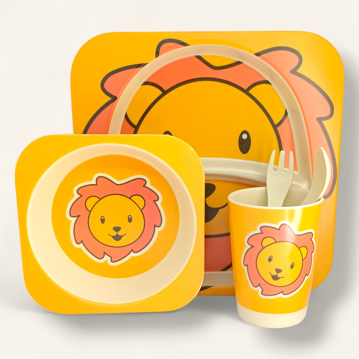 Lion Kids Dinner Set – Bamboo Fiber, Eco-Friendly | Gaivya