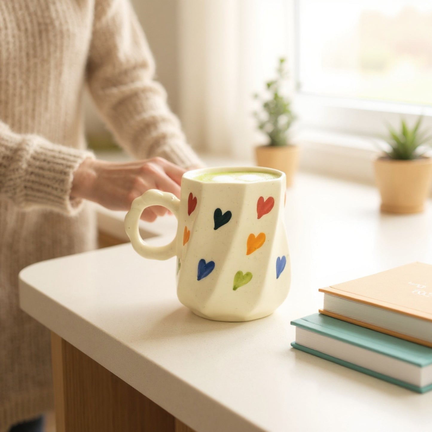 Rainbow Hearts Mug – Handmade Ceramic