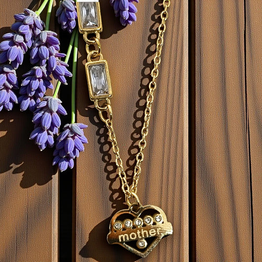 Golden Heart “Mother” Pendant Necklace