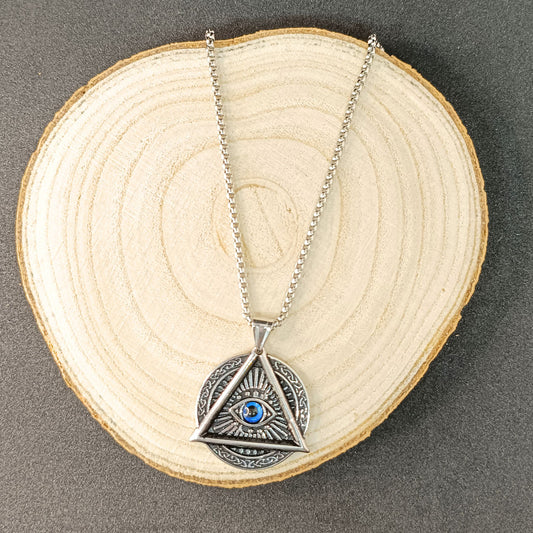 Men’s Eye of Providence Pendant Necklace — Stainless Steel