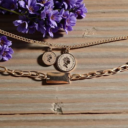 Golden Coin Charm Bracelet