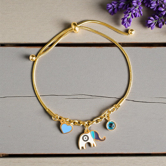 Evil Eye & Elephant Charm Bracelet