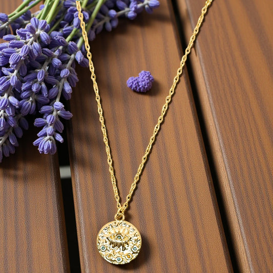 Celestial Glow Textured Pendant Necklace