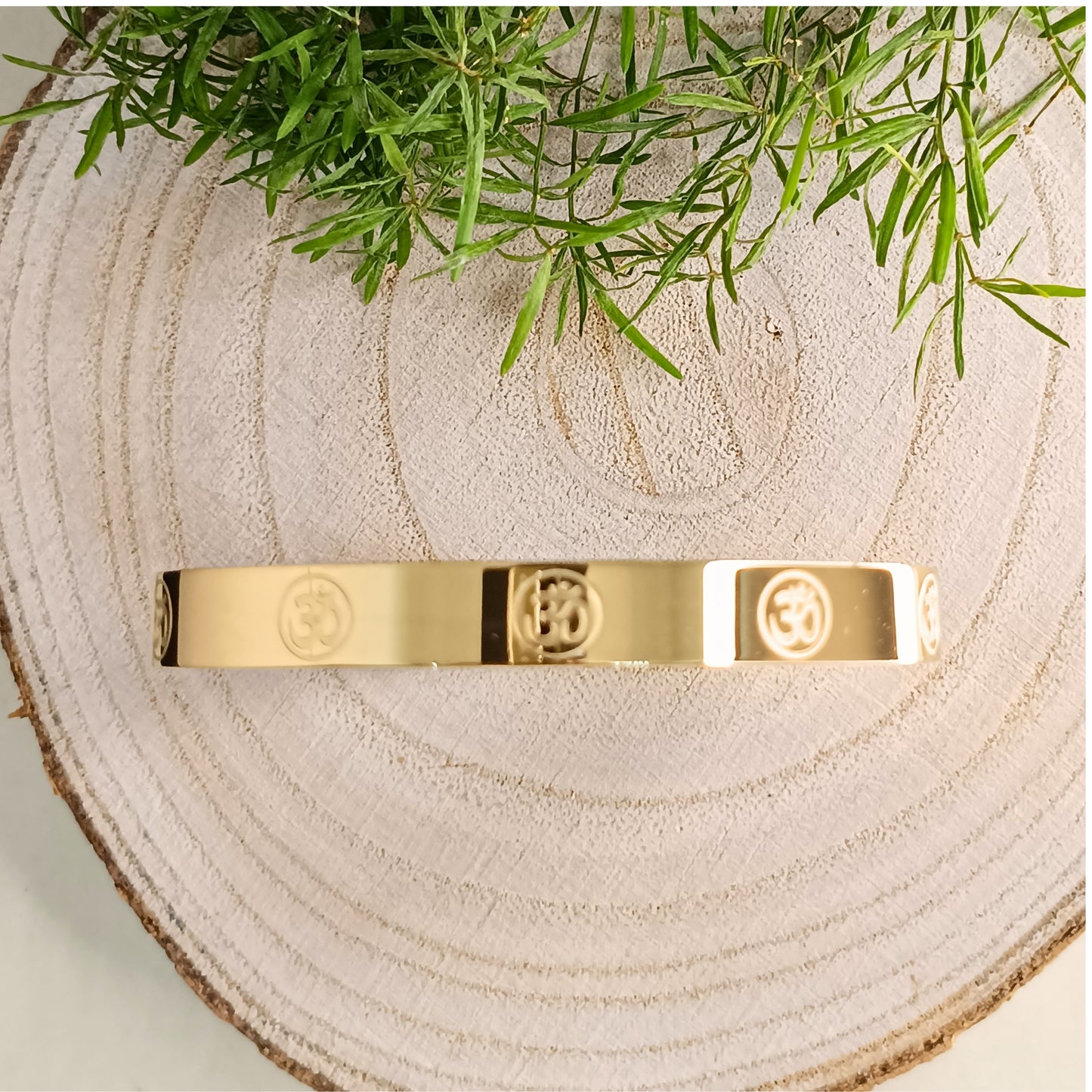 Golden Om Engraved Bangle