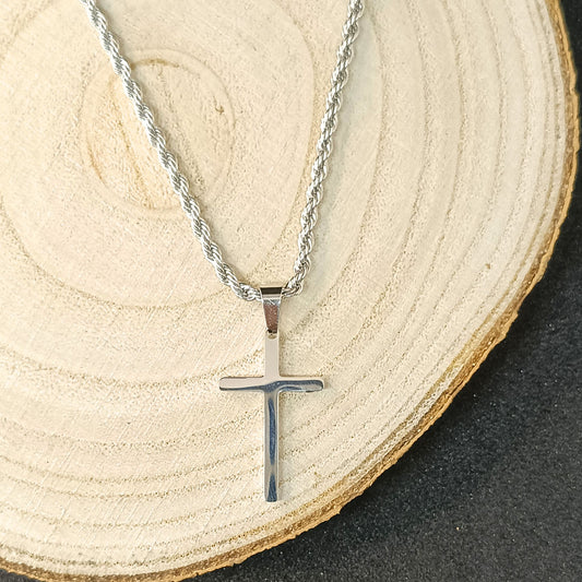 Men’s Classic Cross Pendant Necklace — Stainless Steel