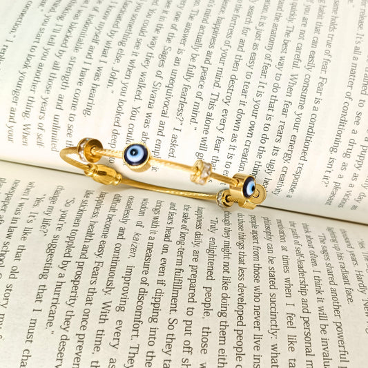 Golden Evil Eye Adjustable Cuff Bracelet