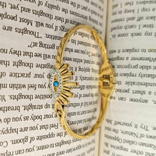 Golden Radiant Evil Eye Bangle Bracelet