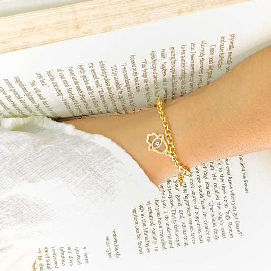 Golden Multicolor Stone Charm Bracelet