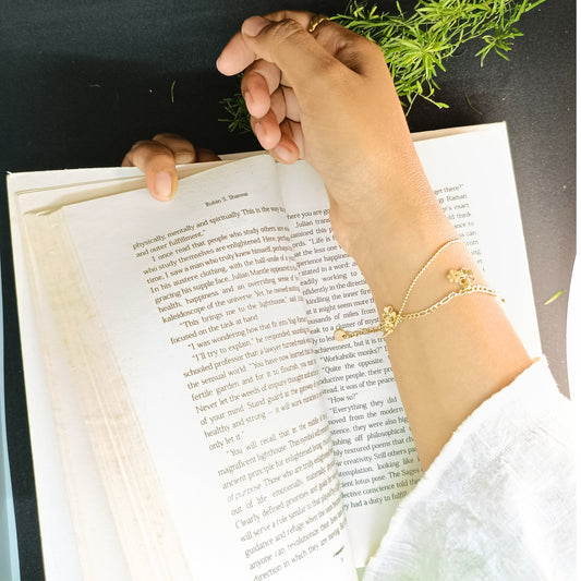 Golden Floral Charm Chain Bracelet
