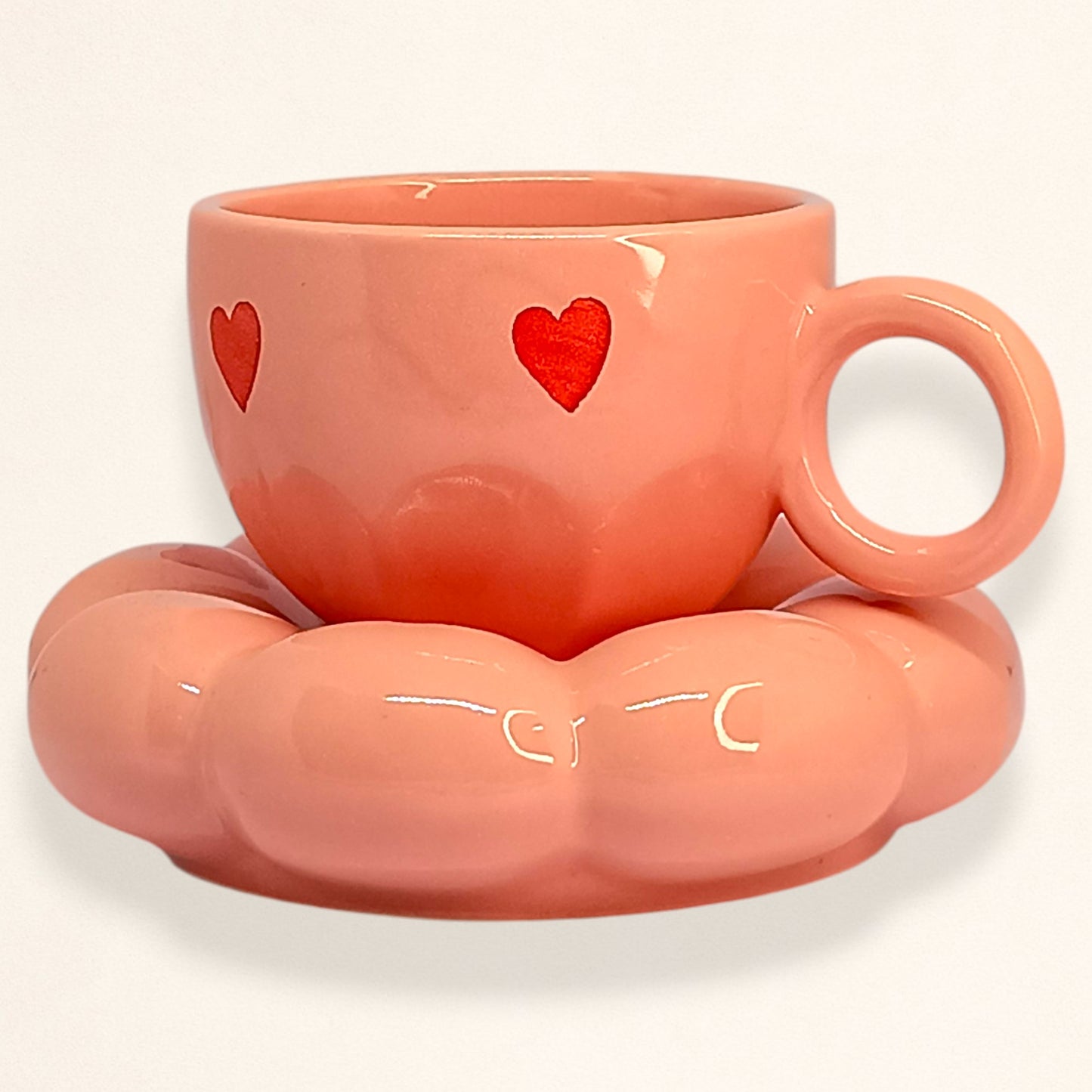 Blush Heart Mug & Saucer